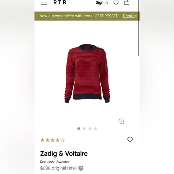 Red and Navy striped long sleeve sweater - Picture 6 of 6